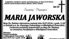 ZMARŁA MARIA JAWORSKA. ŻYŁA 55 LAT.