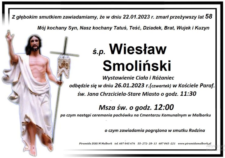 Zmarł Wiesław Smoliński. Miał 58 lat.
