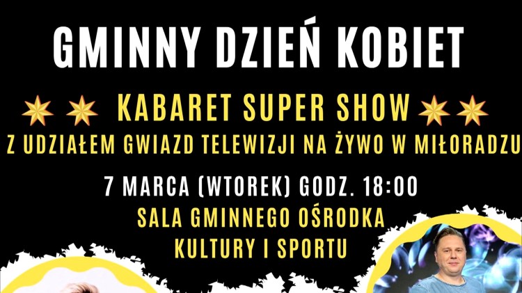 Miłoradz. Gminny Dzień Kobiet z Humorem – na scenie wystąpią znane z telewizji gwiazdy kabaretu.
