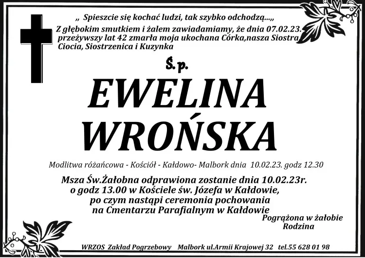 Zmarła Ewelina Wrońska. Miała 42 lata.