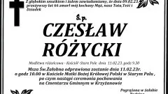 Zmarł Czesław Różycki. Żył 66 lat.