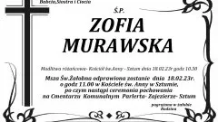 Zmarła Zofia Murawska. Miała 87 lat.