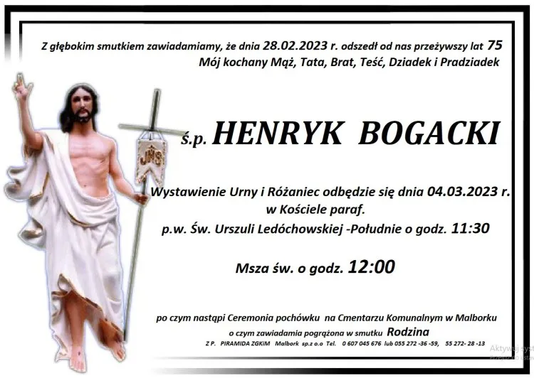 Zmarł Henryk Bogacki. Żył 75 lat.