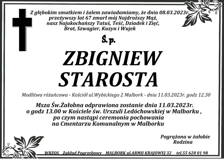 Zmarł Zbigniew Starosta. Miał 67 lat.