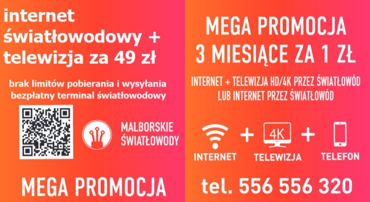 Malborskie Światłowody Internet Telewizja Telefon - Nowe  prędkości i bezpłatny terminal światłowodowy
