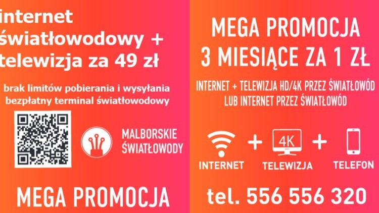 Malborskie Światłowody Internet Telewizja Telefon - Nowe  prędkości i bezpłatny terminal światłowodowy