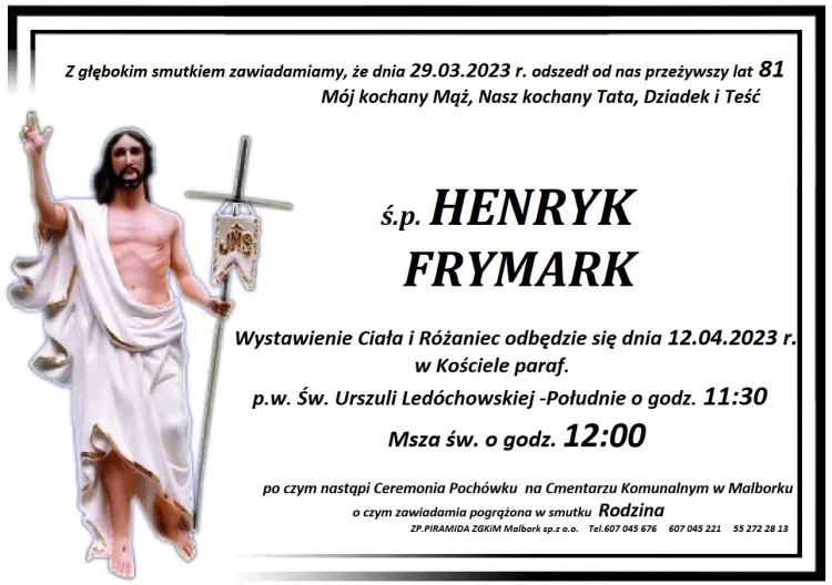 Zmarł Henryk Frymark. Miał 81 lat.