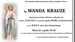 Zmarła Wanda Krauze. Miała 88 lat.