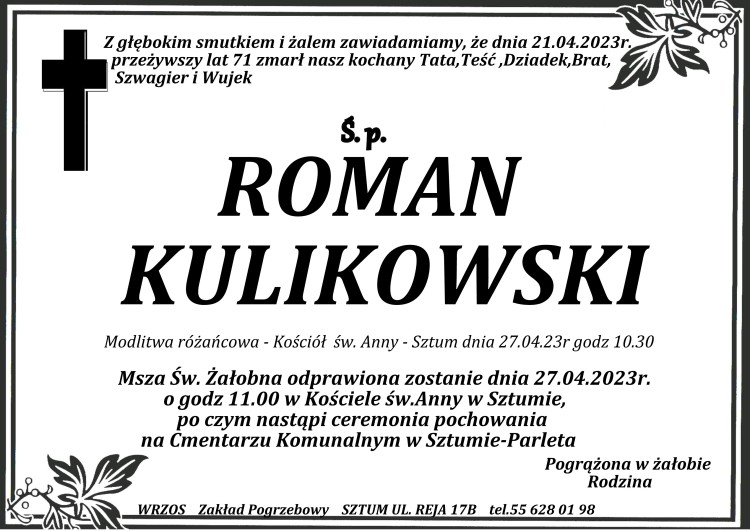 Zmarł Roman Kulikowski. Miał 71 lat.