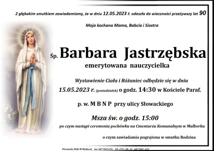 Zmarła Barbara Jastrzębska. Żyła 90 lat.