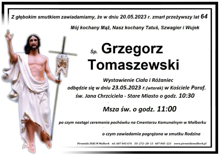 Zmarł Grzegorz Tomaszewski. Żył 64 lata.