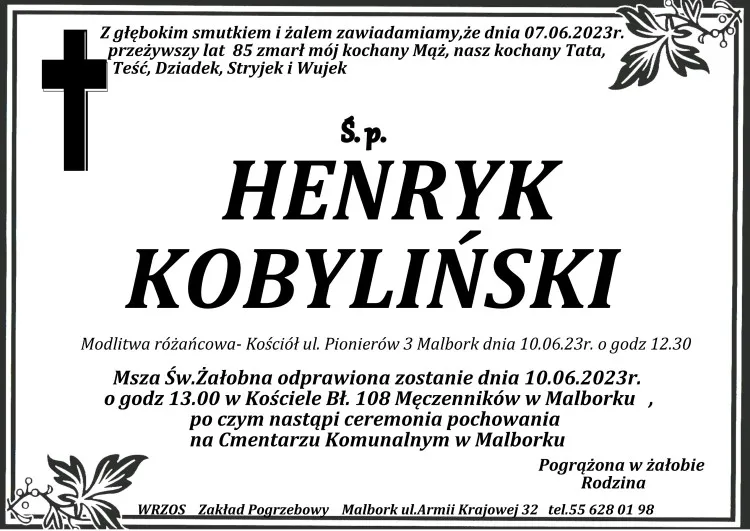 Zmarł Henryk Kobyliński. Żył 85 lat.
