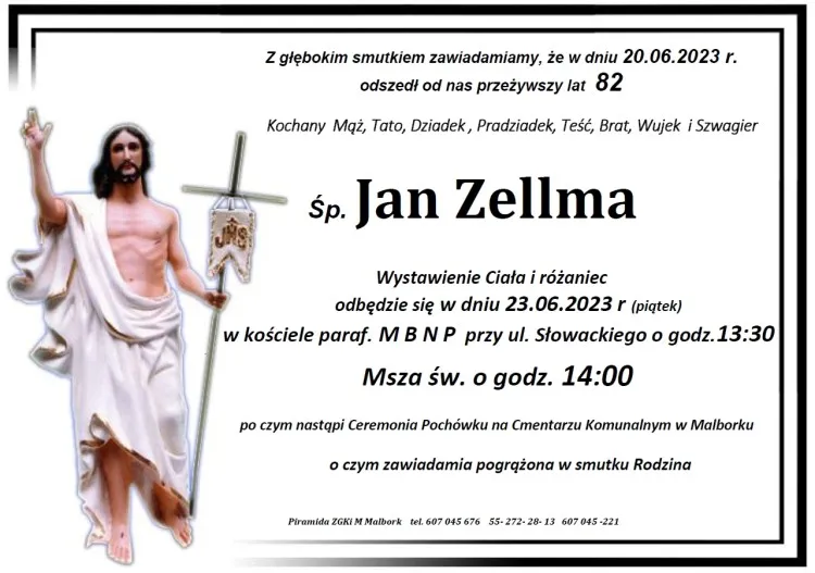 Zmarł Jan Zellma. Żył 82 lata.