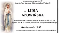 Zmarła Lidia Głowińska. Miała 75 lat.