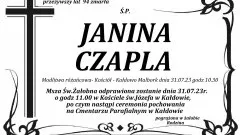 Zmarła Janina Czapla. Żyła 94 lata.