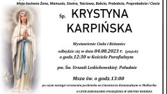 Zmarła Krystyna Karpińska. Miała 91 lat.