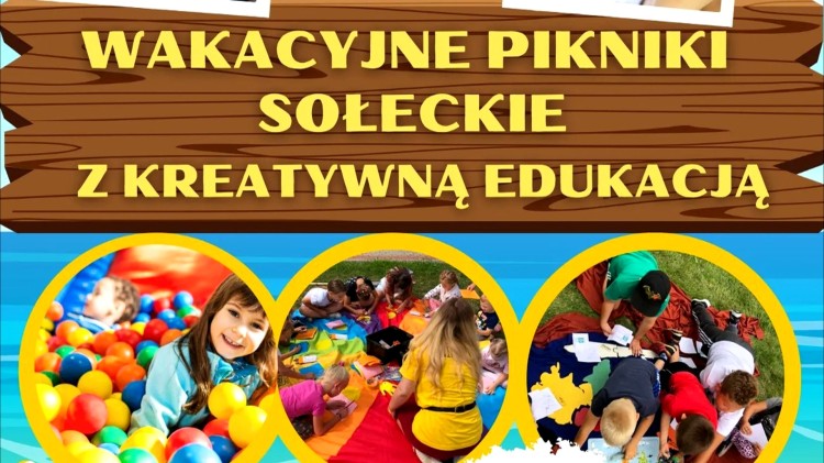Gmina Miłoradz. W weekend wakacyjne pikniki z kreatywną edukacją. Szczegóły na plakacie.