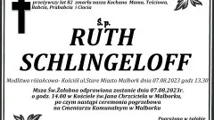 Zmarła Ruth Schlingeloff. Żyła 82 lata.
