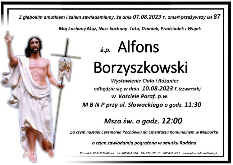 Zmarł Alfons Borzyszkowski. Miał 87 lat.