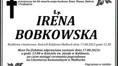 Zmarła Irena Bobkowska. Miała 86 lat.
