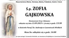 Zmarła Zofia Gajkowska. Miała 84 lata.