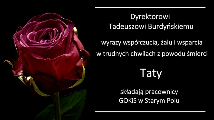 Kondolencje pracowników Gminnego Ośrodka Kultury i Sportu w Starym Polu.