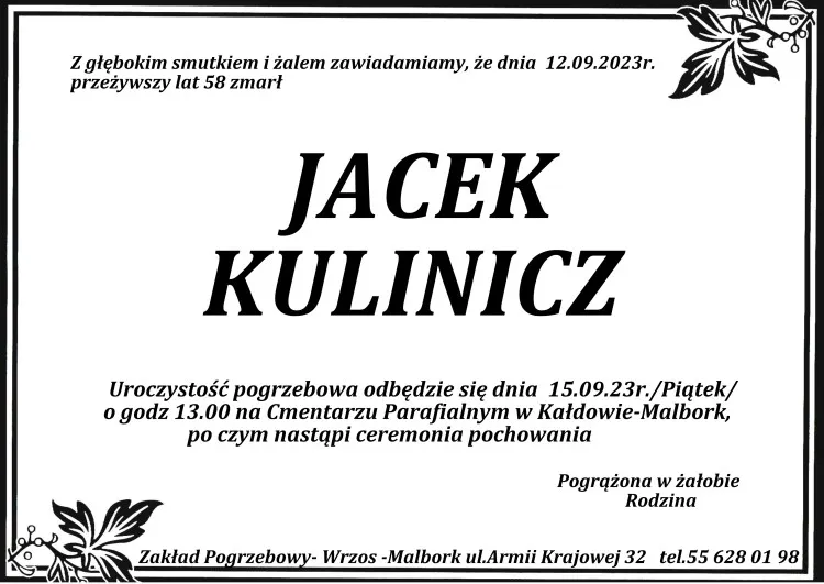 Zmarł Jacek Kulinicz. Miał 58 lat.