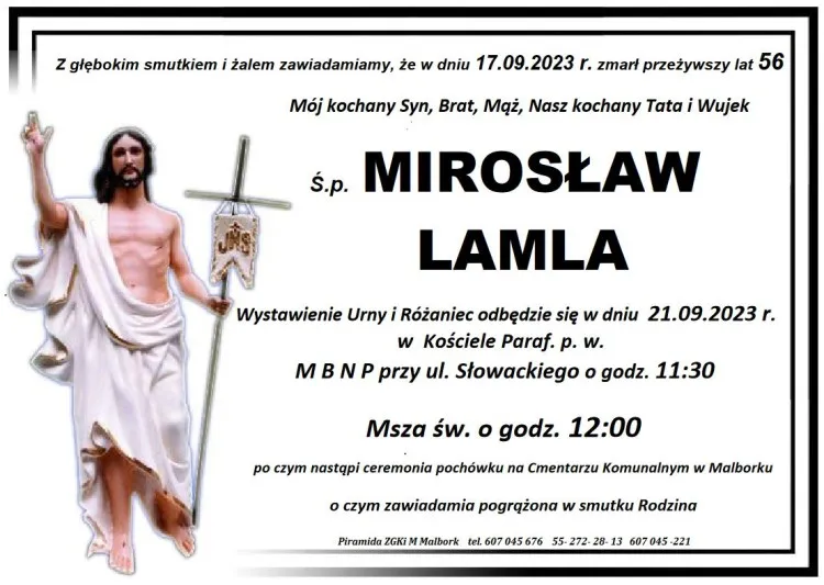 Zmarł Mirosław Lamla. Żył 56 lat.