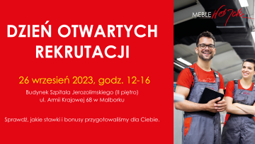 Meble Wójcik zaprasza na Dzień otwartych rekrutacji w Malborku.