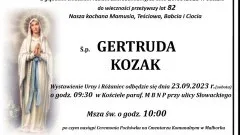Zmarła Gertruda Kozak. Żyła 82 lata.