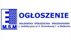 Ogłoszenie Rady Nadzorczej Malborskiej Spółdzielni Mieszkaniowej.