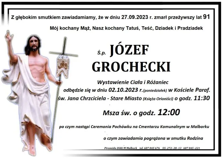 Zmarł Józef Grochecki. Żył 91 lat.