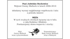 Kondolencje Wójta Gminy Malbork, pracowników Urzędu Gminy, Przewodniczącego&#8230;