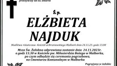Zmarła Elżbieta Najduk. Miała 82 lata.