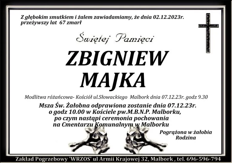 Zmarł Zbigniew Majka. Żył 67 lat.