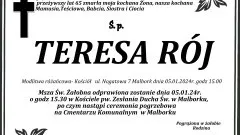 Zmarła Teresa Rój. Miała 65 lat.