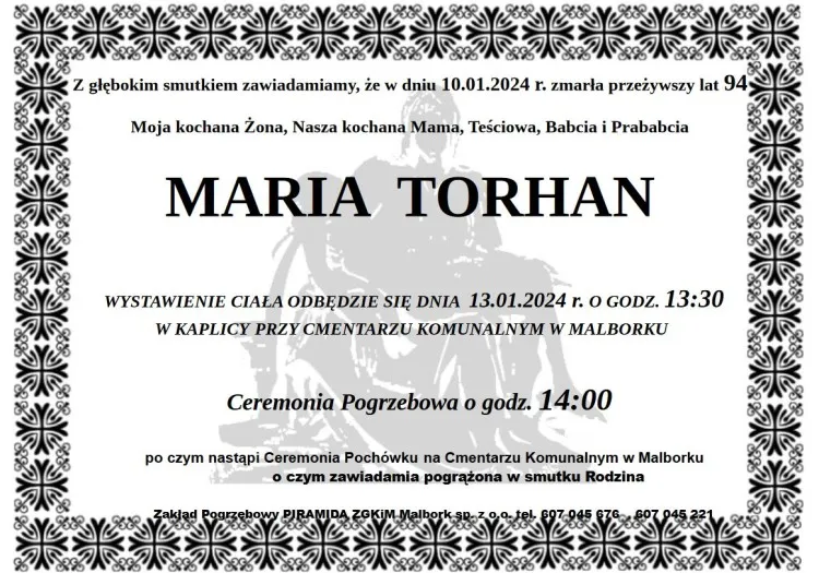 Zmarła Maria Torhan. Żyła 94 lata.