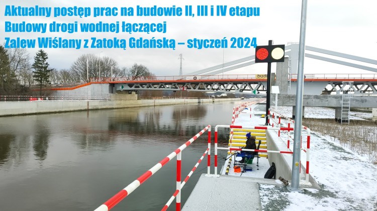 Aktualny postęp prac II, III i IV etapu Budowy drogi wodnej łączącej…