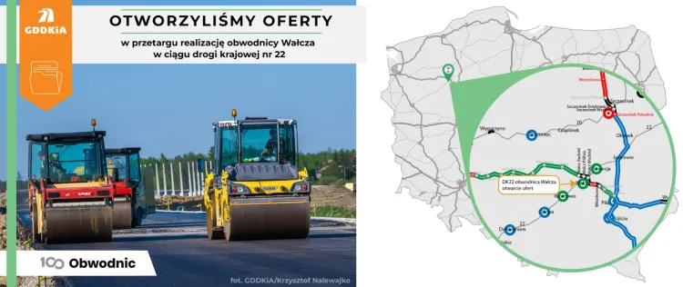 Sześć ofert na realizację obwodnicy Wałcza w ciągu DK22