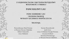 Kondolencje Starosty Nowodworskiego, Członków Zarządu, Pracowników Starostwa, Przewodniczącego Rady Powiatu i Radnych.