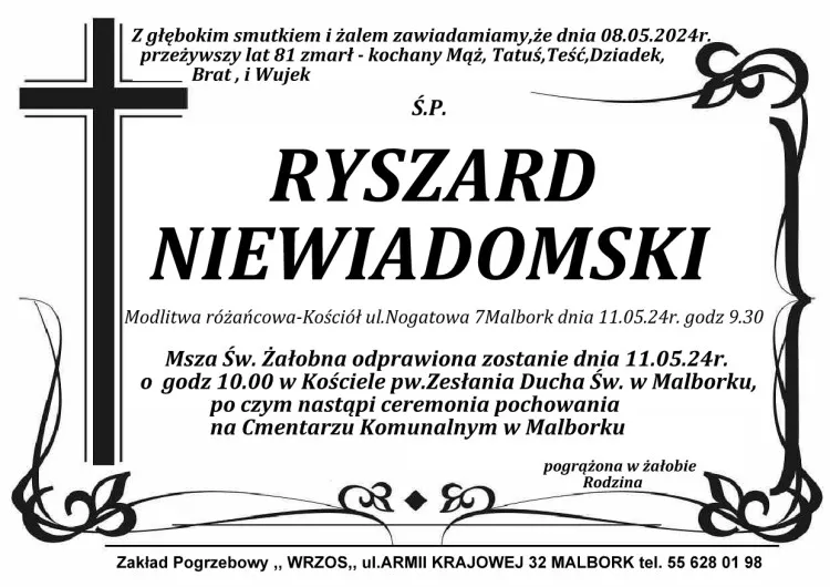 Zmarł Ryszard Niewiadomski. Miał 81 lat.