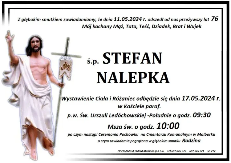 Zmarł Stefan Nalepka. Zył 76 lat.