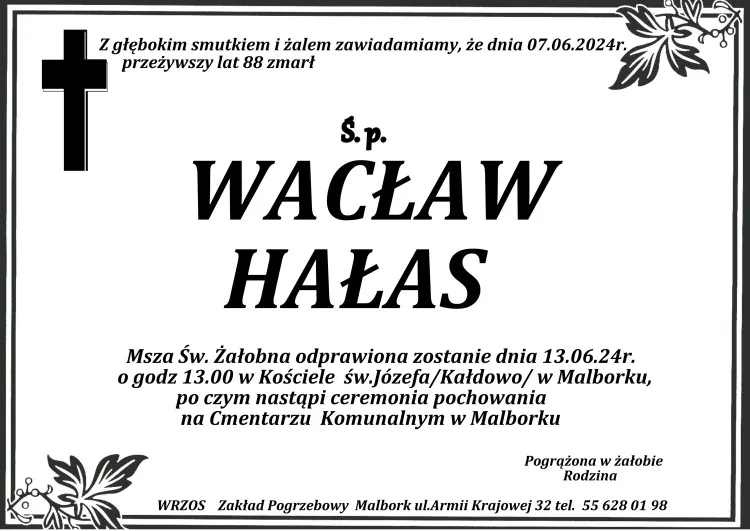 Zmarł Wacław Hałas. Miał 88 lat.