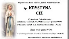 Zmarła Krystyna Ciż. Miała 91 lat.