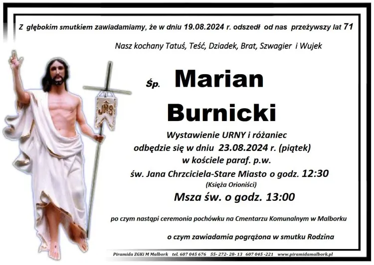 Zmarł Marian Burnicki. Miał 71 lat.