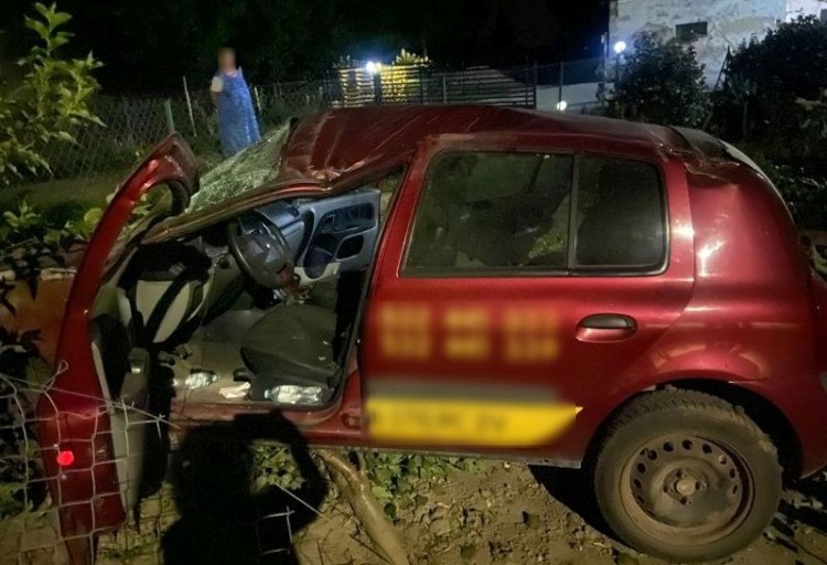 Gmina Miłoradz. Osobówka wypadła z drogi i zatrzymała się na prywatnej posesji – kierowca był pijany.