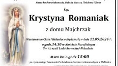 Zmarła Krystyna Romaniak. Miała 73 lata.