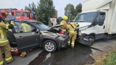 DK55. Zderzenie osobówki z ciężarówką w Chlebówce.