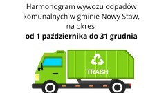 Gmina Nowy Staw. Okresowy harmonogram wywozu odpadów komunalnych.