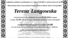 Zmarła Teresa Langowska. Miała 69 lat.